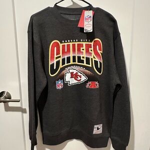 Mitchell & Ness Kansas City Chiefs Charcoal Crewneck Sweater with Chiefs Graphic